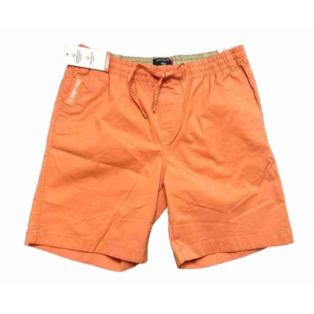 NWT Dockers Supreme Flex Ultimate Pull On‎ Shorts Elastic Waist - Orange Size S
